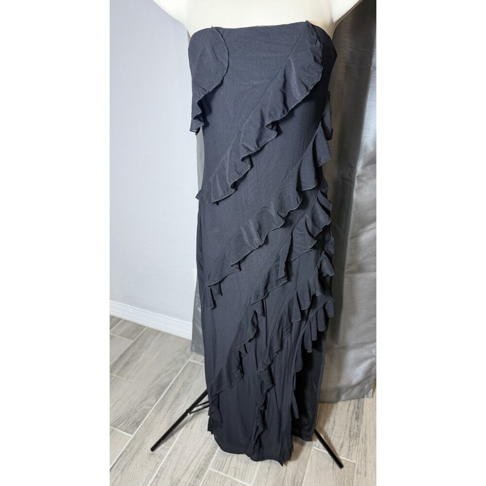 Zesica Women’s Large Strapless Bodycon Dress Tassel Ruffle Side-Split Tube Party